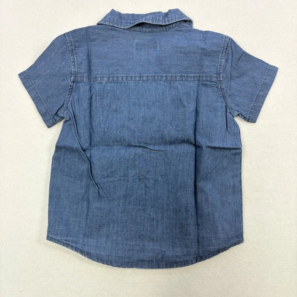 Miles The Label‎ Boys Blue Denim Chambray Short Sleeve Button Up Shirt Sz 3Y NWT